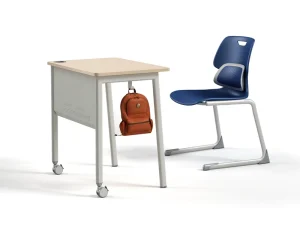Rolling Movable Single Student Desk Durable School Classroom Furniture Ergonomic Student Study Desk Metal School Training Table