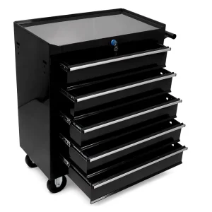 Rolling Tool Cabinet 5 Drawer Cold Rolled Steel Glossy Ball Bearing Slides Swivel Casters Mobile Storage for Garage Workshop