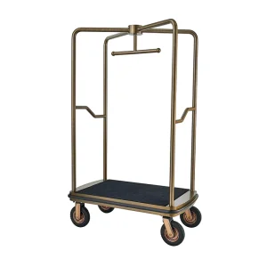 Rose Gold Antique Brass Hotel Bellman Cart 5 Star Luxury Birdcage Luggage Trolley