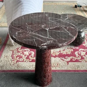 Rosso Violet Modern Convertible Stone Coffee Table with Adjustable Height and Portable Design