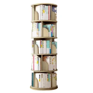 Rotatable 360 Rotating Bookshelf Kids Wooden Round Bookshelves Children Rotating Bookshelf