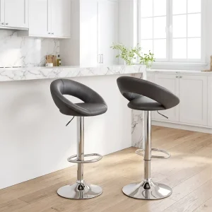Rotatable Adjustable Bar Counter Stools PU Leather Round Back High Chairs for Beauty Salon Coffee Store Commercial Chairs