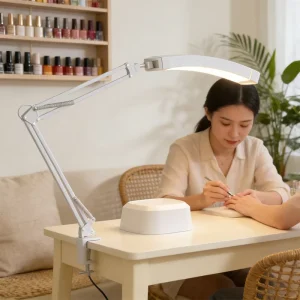 Rotatable Long Arm LED Nail Table Lamp Eye Friendly Flicker Free 24W Modern Beauty Light Clamp On Nail Desk Lamp