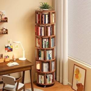 Rotating Bookshelf 360 Degree Bookshelf Storage Rack Movable Corner Children’s Narrow Picture Books Rack
