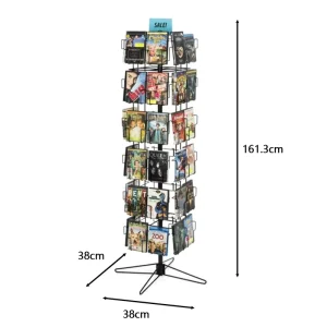 Rotating Floor Metal Pocket Post Greeting Card Display CD Calendar Magazine Display Stand Rack