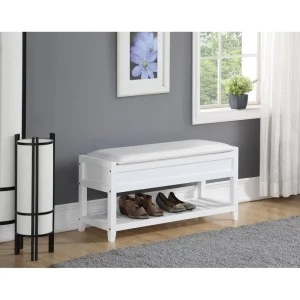 Rouen Seating Bench with Shoe Storage White