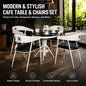 Round Cafe Table and Chair Set Iron Frame Bistro Dining Restaurant Furniture for Bar Coffee Shop Hotel Project