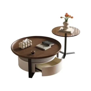 Round Coffee Table Suitable for Living Rooms and Small Apartments Simple and Modern Design with a Rotating Feature