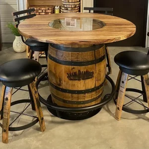 Round Commercial Furniture Wood Top with Metal Legs Round Kitchen Dining Restaurant Wooden High Bar Table