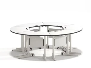 Round Conference Desk Training Negotiation Meeting Table Foldable with Wheels for Meetings and Collaboration