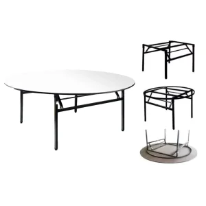 Round Dining Table Banquet Table Folding Large Circular Table for Wedding Party Restaurant Hotel Private Room Feast