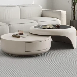Round Modern Home Furniture Living Room Marble Center Coffee Table Set Steel JY-C173