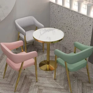 Round Restaurant Set 1 Table 4 Chair From Foshan Suppliers with Metal Stainless Steel Table Legs