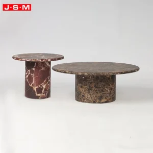 Round Side Table Nordic Home Furniture Living Room Bedroom Stone Top and Base Tea Coffee Corner Bedside Table