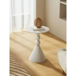 Round Small Side Table Cream White Bedside Modern Minimalsit Style Corner Side Table Living Room Coffee Table