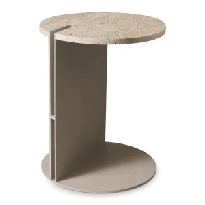 Round Travertine Side Table Modern Minimalist Coffee Table Natural Stone End Table Sofa Accent Table