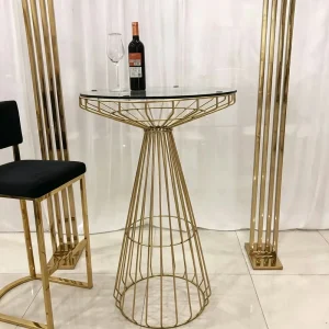 Round-Tube Stainless Steel Bar Table for Commercial Use with Minimalist Modern Design