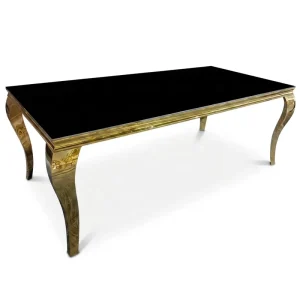Royal Luxury Popular Rectangle Black and Gold Dinning Table for Wedding Rentals Lunch Dinner