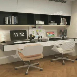 Rtisan Made Ash Wood Full Height Desk Cabinet Adjustable Partition Bespoke Furniture for Home Working Zone