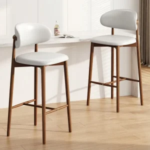 Runwood Adjustable Bar Stools Antique Modern Leather High Wooden Kitchen Chair with Metal Base