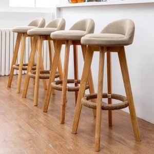 Runwood Antique Nordic Luxury Wooden Modern Swivel High Stool Bar Chair for Hotel and Dining Commercial Use