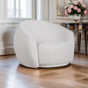 Runwood Luxury Upholstered Granular Velvet Single Beanbag Sofa Armchair Living Room Lounge Chair for Home Villa Hotel