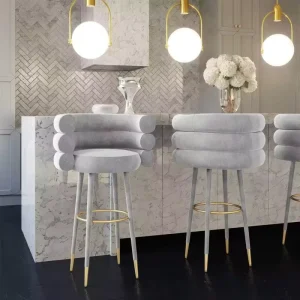 Runwood more Design New Popular Luxury Bistro Lounge Furniture For Restaurant Kitchen Leisure Metal Frame Velvet High Dining Bar