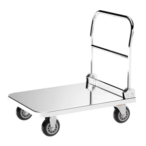 Rust Resistant Stainless Steel Folding Trolley Optimized for Hotel Housekeeping Tasks
