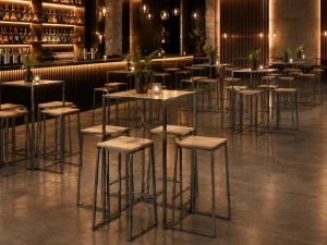 Rustic Industrial Bar Table Stool Set Stackable Design Durable Corrosion Resistant Metal Furniture