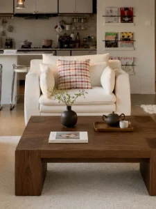 Rustic Solid Wood Coffee Table Minimalist Modern Square Design Home Furniture Living Room Use No Assembly Required