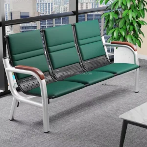 Rustic Waiting Area Furniture Metal Leather Double Seat Hospital Airport Waiting Room Office Public Waiting Chair