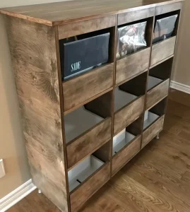 Rustic Wood Record Storage Cabinet Vinyl Book Storage Stand Rack LP Shelf for Home