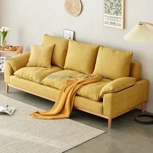 S1046 Nordic Modern Style Solid Oak Wood Base Comfortable Soft Sofa
