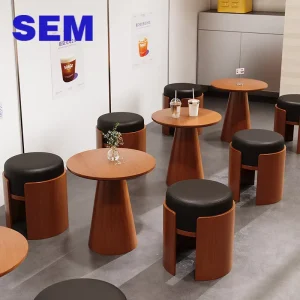 SEM Restaurant Setscafe Tables Ice Cream Shop Coffee Shop Dining Table Round Wooden Birch Marine Plywood Cafe Table Chairs Sets