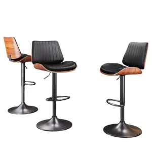 SGS Certified Gas Lift Bar Stool Anti Slip Scratch Resistant Base Linear Stitching Backrest Padding Footrest for Kitchen Pub