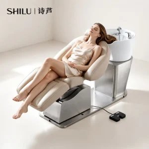SHILU Electric Hair Washing Bed with Power Backrest and Legrest for Beauty Salon and Spa