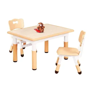 SINKIPA Modern Plastic Kids Table 2 Chairs Set Ages 3-8 Height Adjustable Easy Clean School Furniture Office