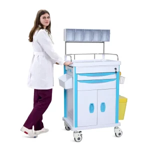 SKR AT625 1 Emergency Trolley Double Doors ABS Medical Cart with 4 Castors EN60601 CE ISO Certified Hospital Use
