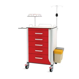SKR ET580 Phenolic Resin 5 Drawers Multifunction Medicine Medical Cart with IV Stand