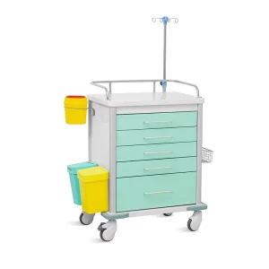 SKR ET670 ABS 5 Drawers Hospital Furniture Anaesthesia Emergency Medical Trolley EN60601 CE ISO Certified