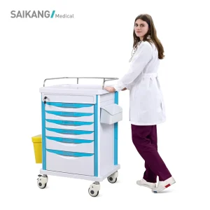 SKR MT625 SAIKANG Hospital Anaesthesia Drug Cart ABS Emergency Medical Trolley EN60601 CE ISO Certified 4 Castors