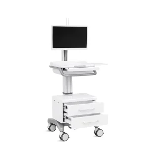 SKR R02 Aluminum Alloy 2 Drawers Hospital ICU Nursing Adjustable Laptop Computer Cart Hospital Furniture EN60601