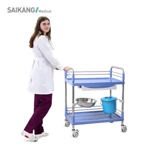 SKR007 Plastic Stainless Steel Multifunction Hospital Medical Nursing Transport Trolley