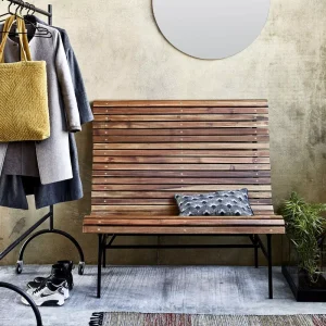 SM-W1010 Outdoor Garden Wood Slatted Bench Weather Resistant Park Seating Patio Furniture
