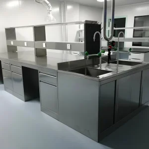 SS304 Laboratory Bench With Sink for Hospital GMP Workshop Labs Furniture Stainless Steel Lab Workbench for Cleanroom