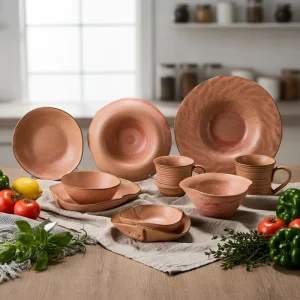 ST Classic Porcelain Modern Luxury Hotel Banquet Dinnerware Set Utensils Kit Reactive Brown White Ceramic Bowls Plates