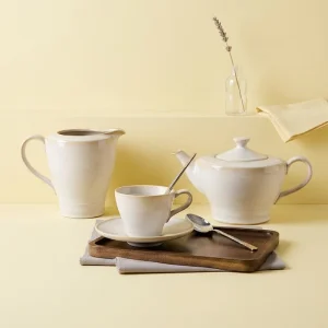ST Cream White Dinner Set Ceramic Plates Dishes Bowls with Rim Porcelain Cup Set for Restaurant Hotel Wedding Catering Tableware