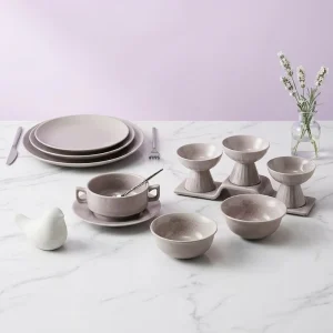 ST Lavender Speckled Ceramic Dinnerware Tableware Set Collection Porcelain Plates Bowls Cups Set for Restaurant Hotel Buffet Use