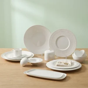 ST White Celadon Ceramic Plates and Dishes Bowls Set Porcelain Dinner Set Vajillas De Porcelana for Restaurant Hotel Supply Use