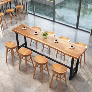 SUNYARD Minimalist Solid Wood Bar Table Set Light Luxury Cafe Coffee Shop High Home Bar Table and Chairs for Commercial Use